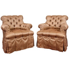 Pair of Tufted Club Chairs