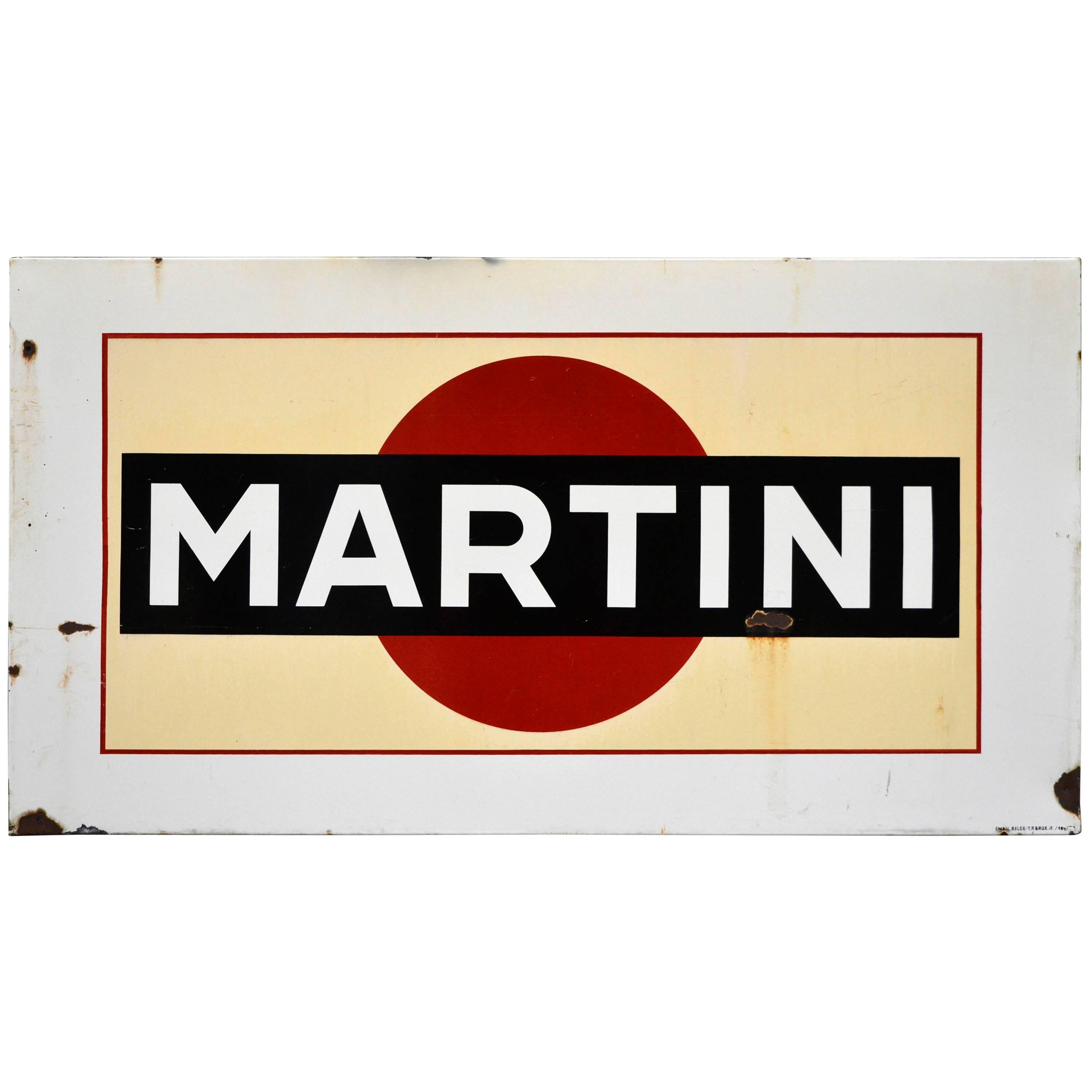 1960s Enamel Metal Vintage Belgian Martini Sign