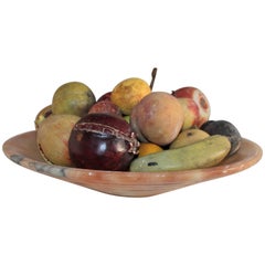 Alabaster Bowl with 25 Pieces Stone Fruit Collection