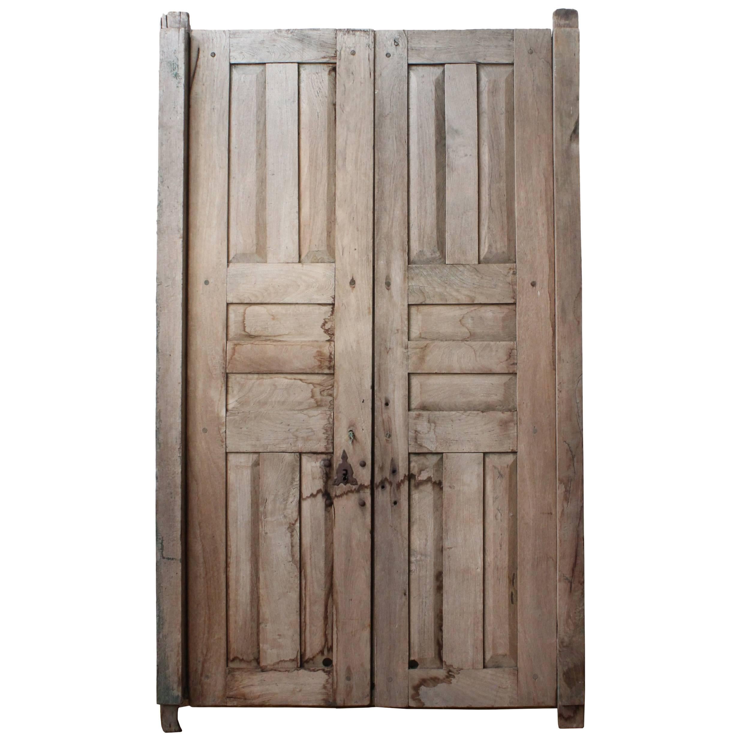 Early 20th Century Solid Mesquite Wood Door Found in Western México