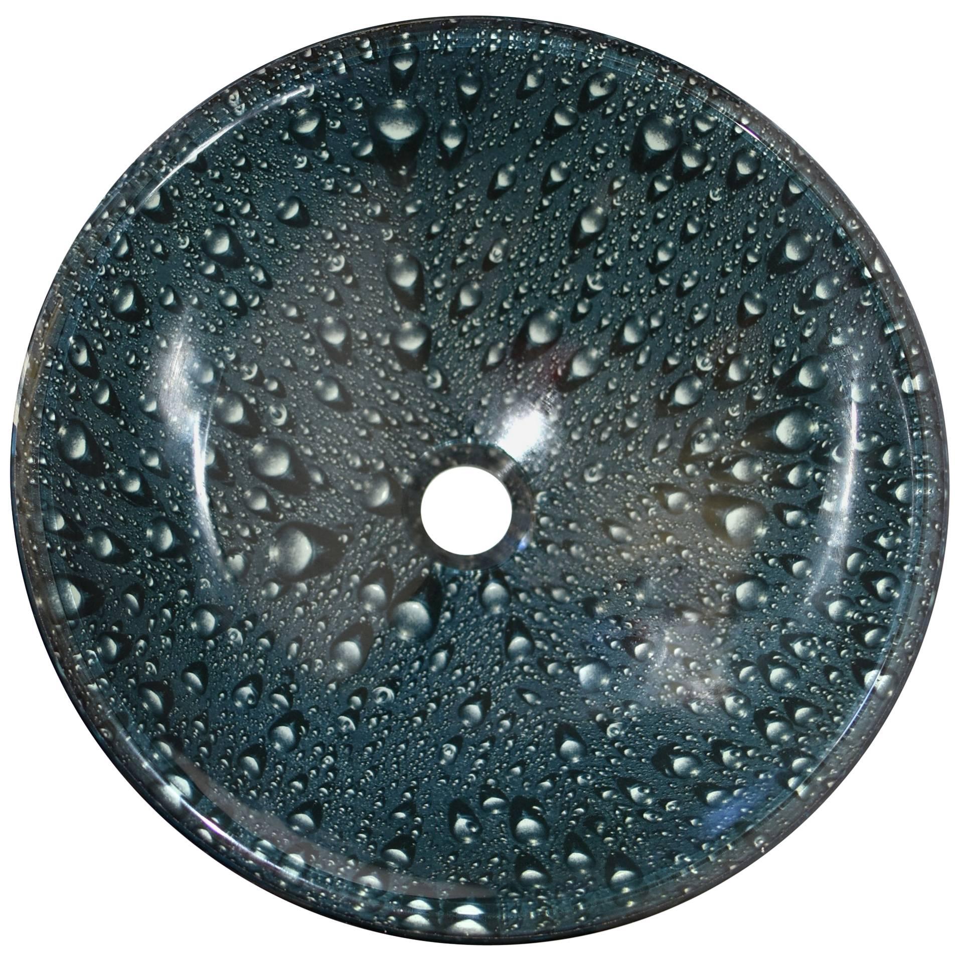 Blue Glass Sink with Rain Drop Pattern, Planter