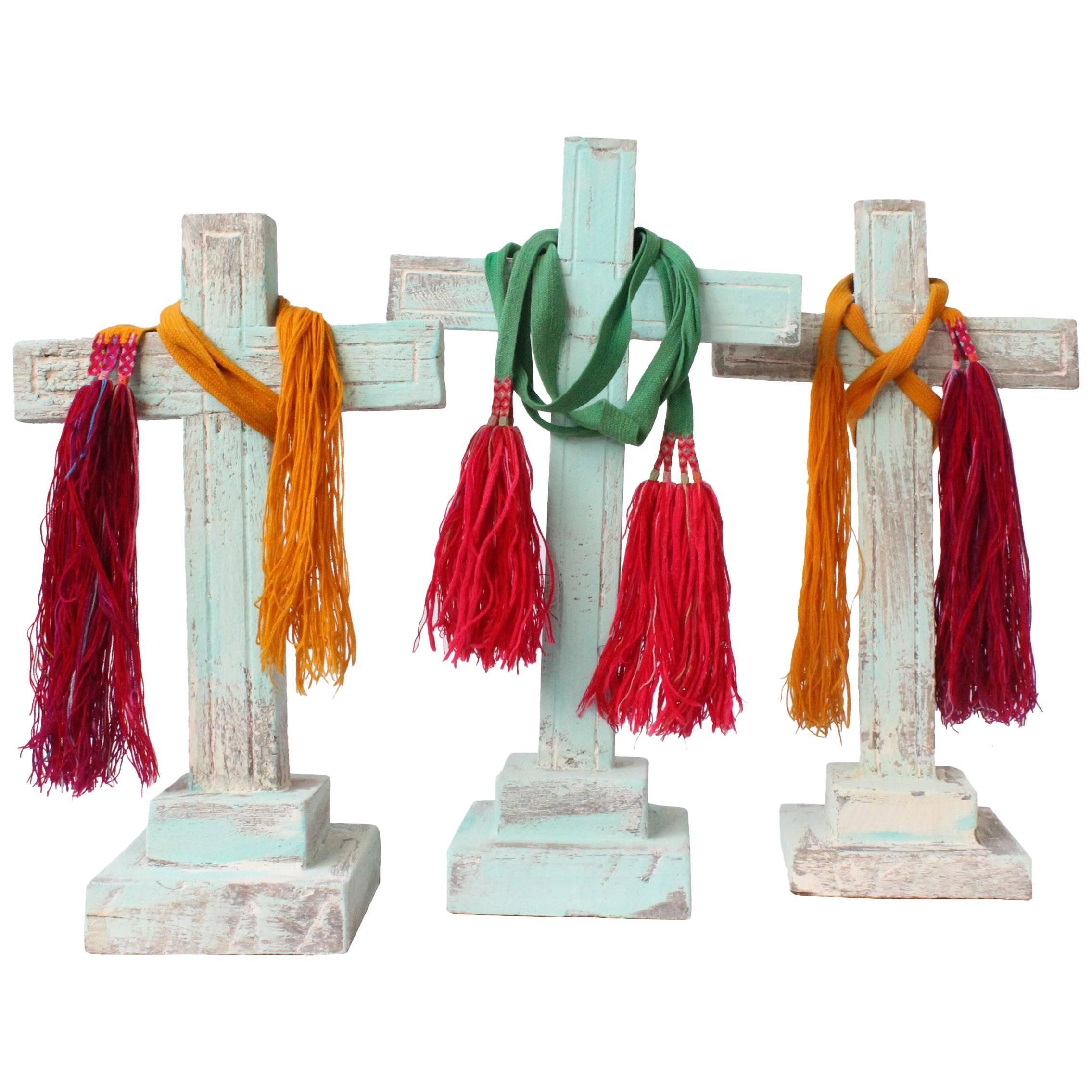 Set of Three Mesquite Wood Crosses Found in Zacatecas, circa 1900