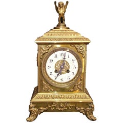 Antique French Empire Style Bronze Mantel Clock