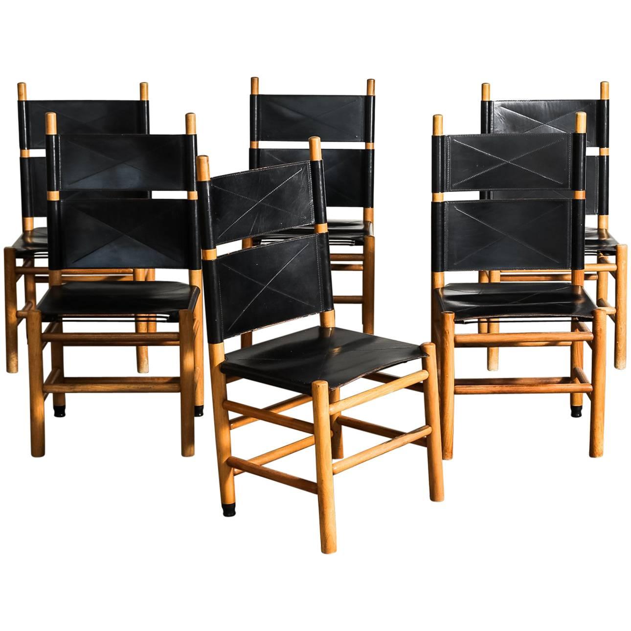 Set of Six Kentucky Chairs by Carlo Scarpa for Bernini