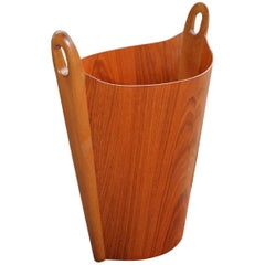 Danish Modern Teak and Oak Wastebasket by Einer Barnes for P.S. Heggen