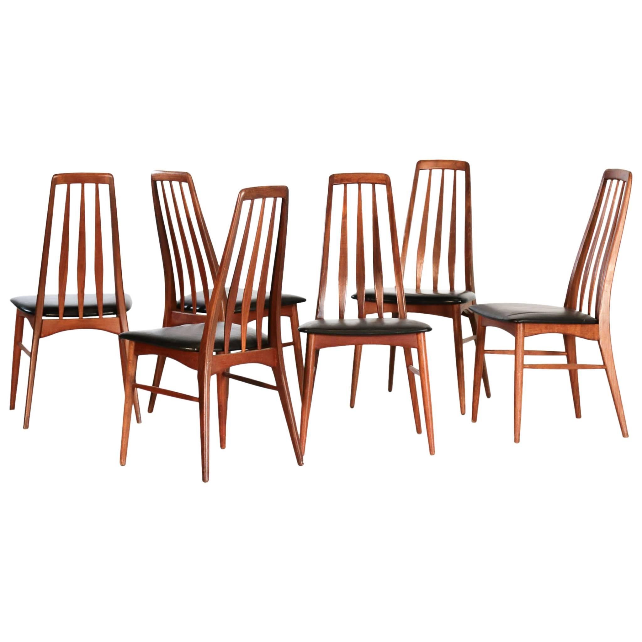 Set of Six Eva Chairs Niels Koefoed Model "Eva" 1960s Scandinavian