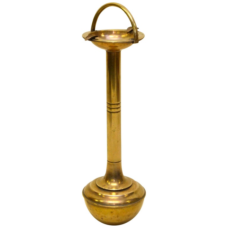 1940s Unique Tall Brass Vintage Ashtray with Bounce Back Base For Sale at 1stDibs