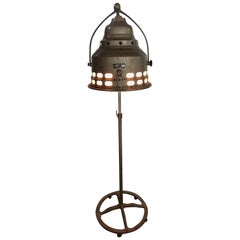 Stylish Cast Iron Industrial Floor Lamp with Red Lens by J. H. Eastman Co