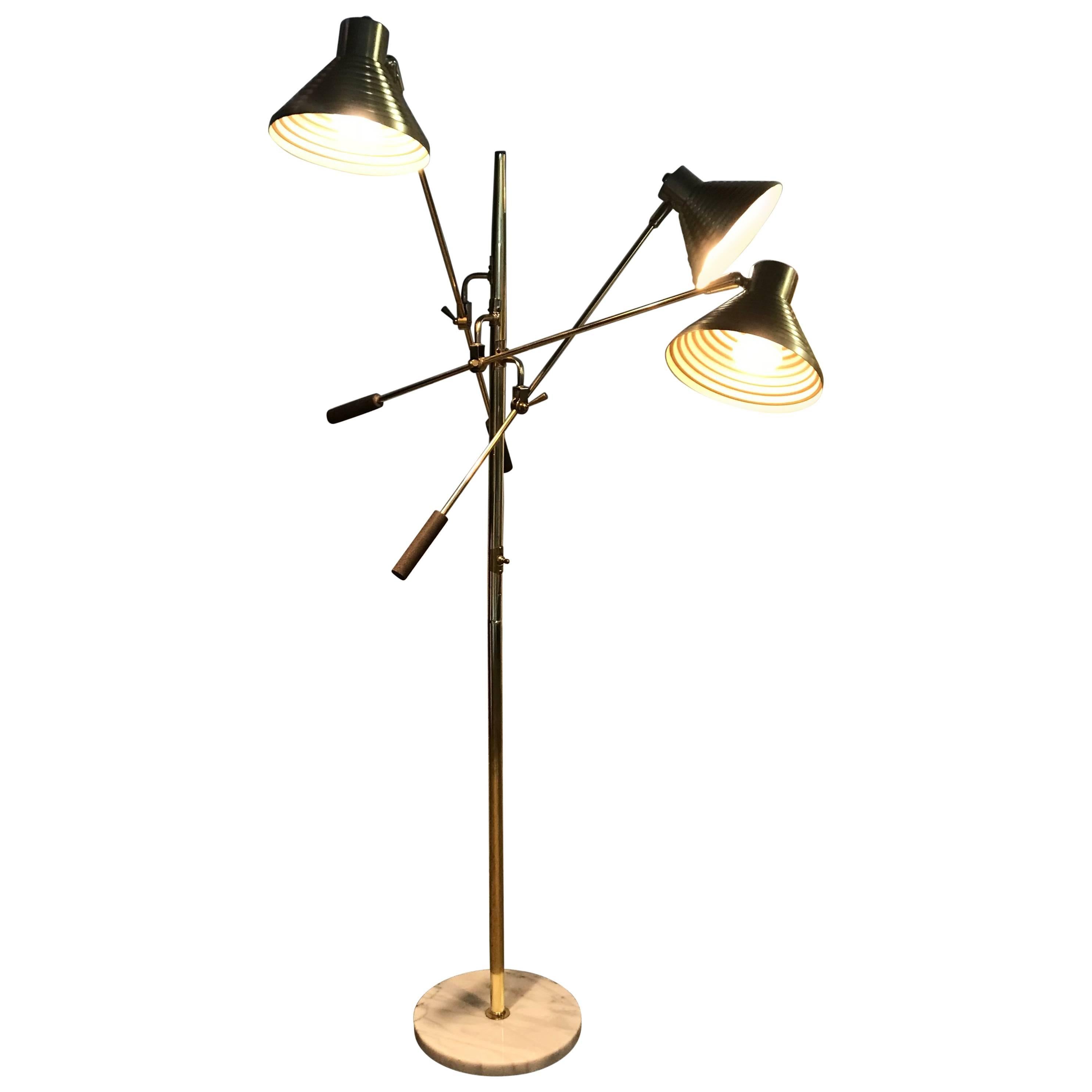 Brass Triennale Floor Lamp with Marble Base by Robert Sonneman, 1970s