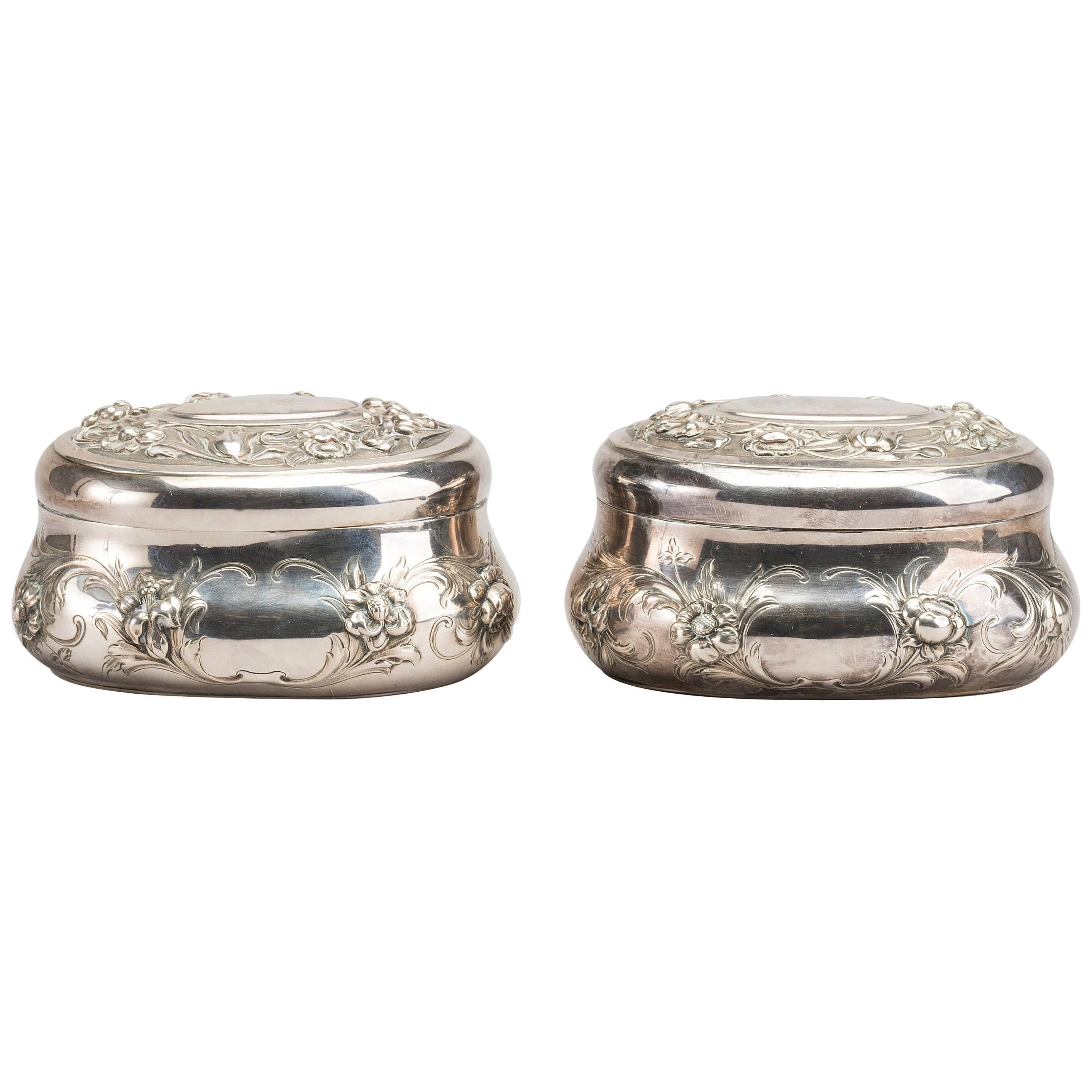 Pair of Silver Boxes by Christian Hammer, Stockholm, 1868