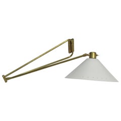 French 1950s Brass Articulated Wall Light by Lunel