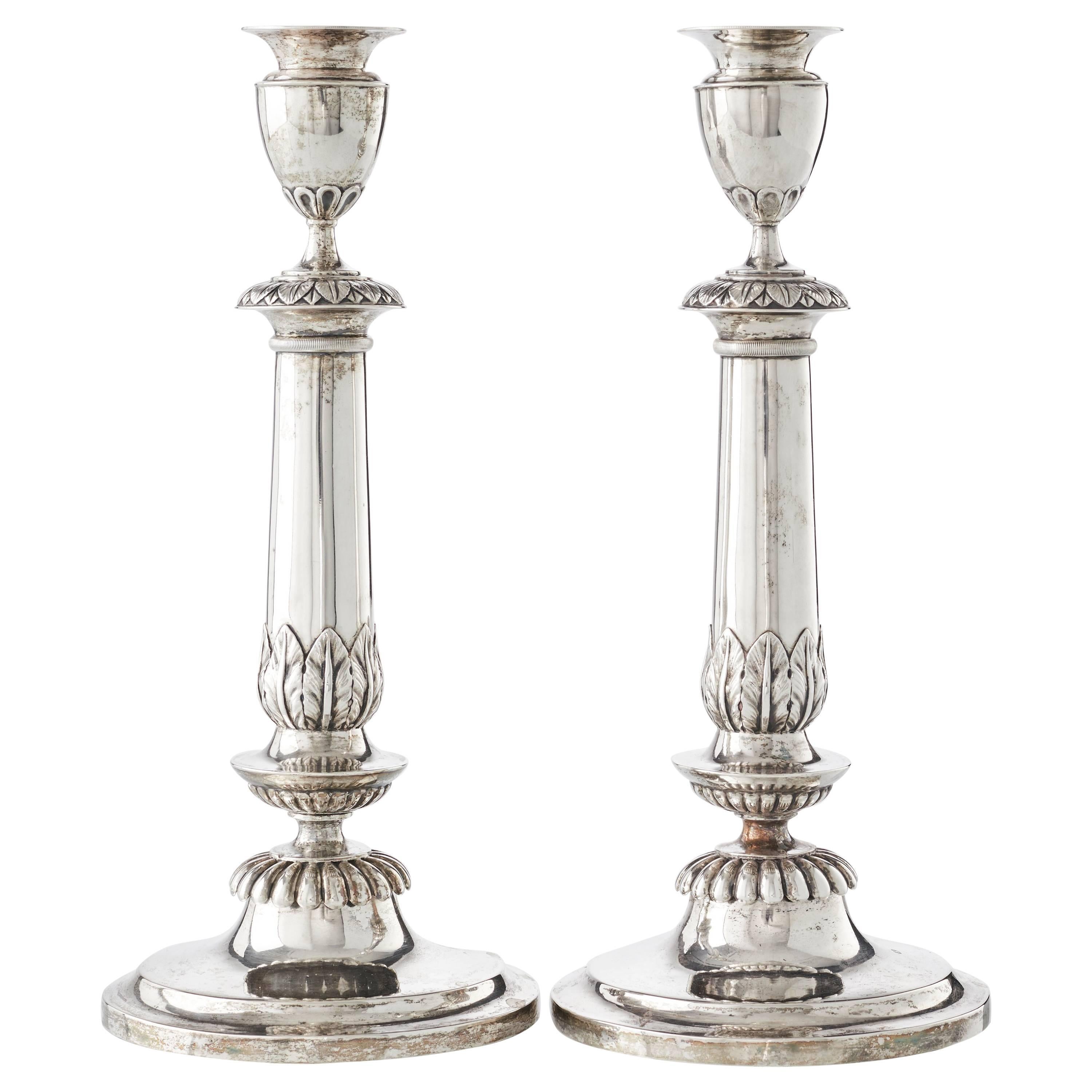 Pair of Silver Candlesticks by Peter Frantz Vigelius, Frankfurt am Main