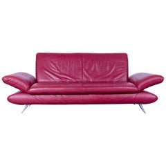 Koinor Rossini Designer Sofa Red Leather Function Three-Seat