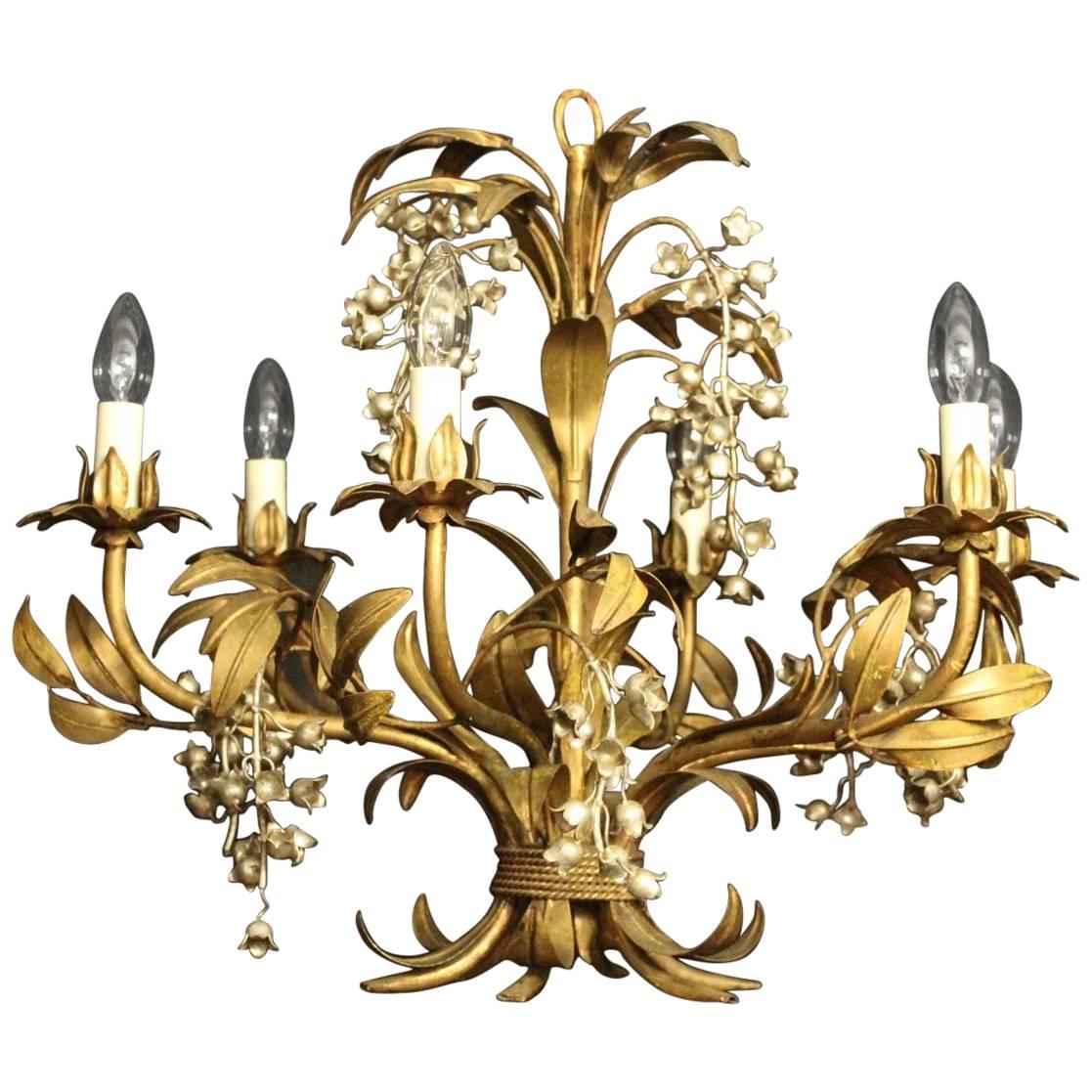 French Gilded Lily of the Valley Chandelier