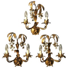 French Gilded Lily of the Valley Wall Lights