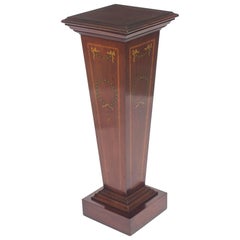 Antique Edwardian Inlaid and Painted Mahogany Pedestal Stand, 19th Century