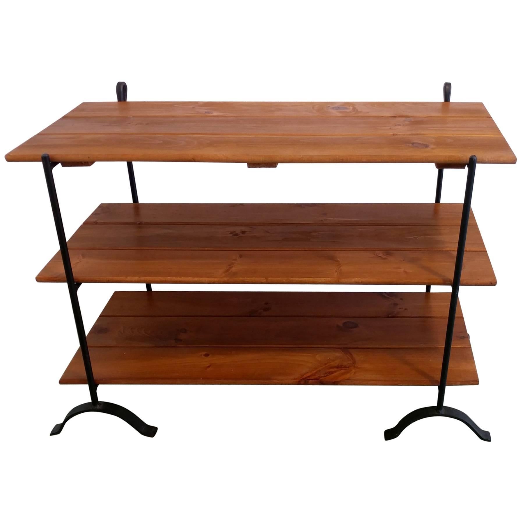 English Trestle Console Table with Removable Shelves, Offered by La Porte For Sale