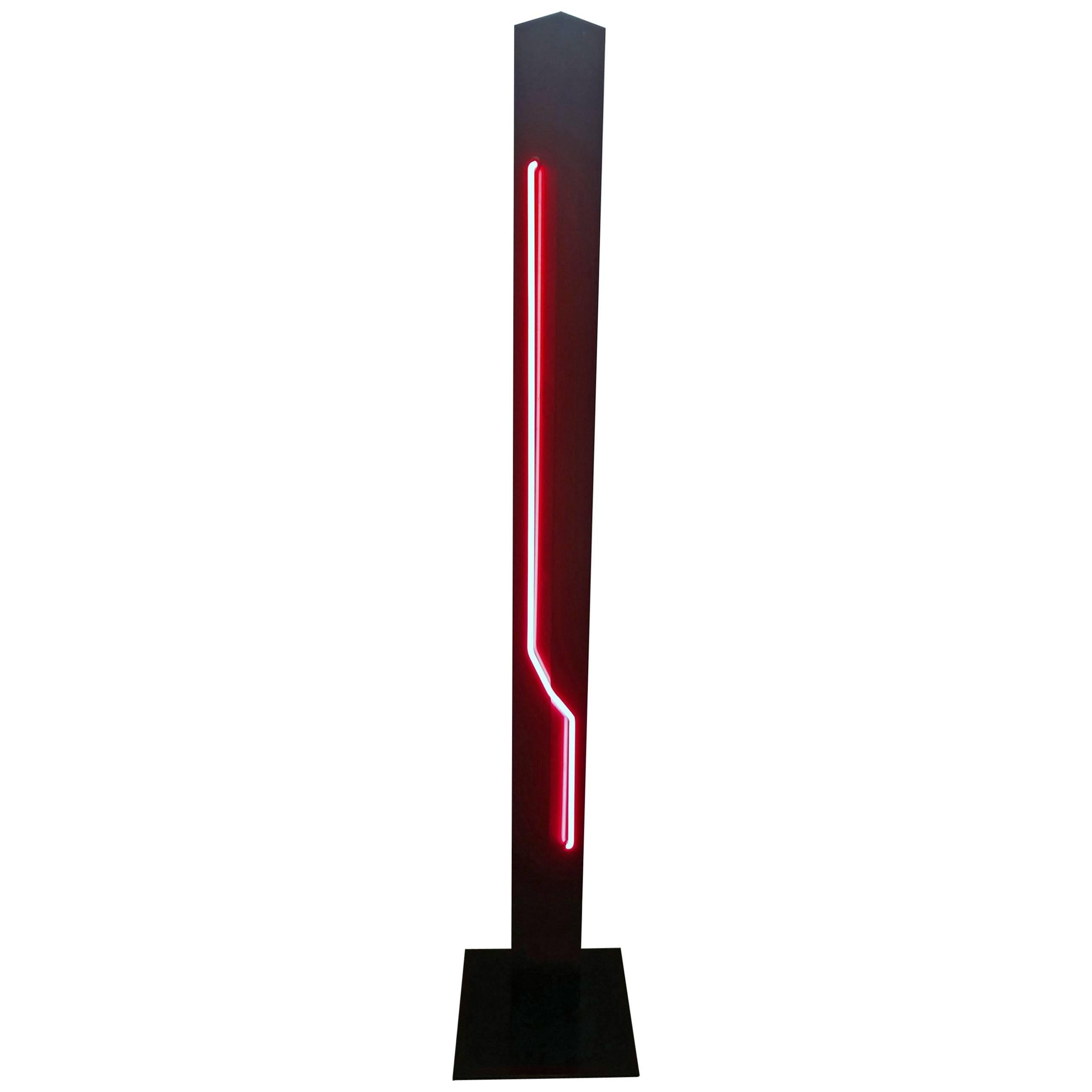 Neon Sculpture Torchiere Floor Lamp by Rudi Stern, Offered by La Porte