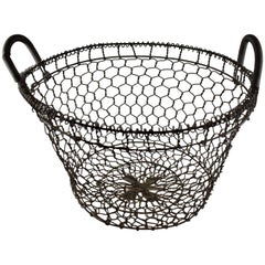 19th Century French Large Metal Handled Maison de Campagne Grillage Basket