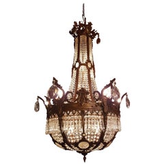 French Empire Style Bronze Sac de Pearl Chandelier