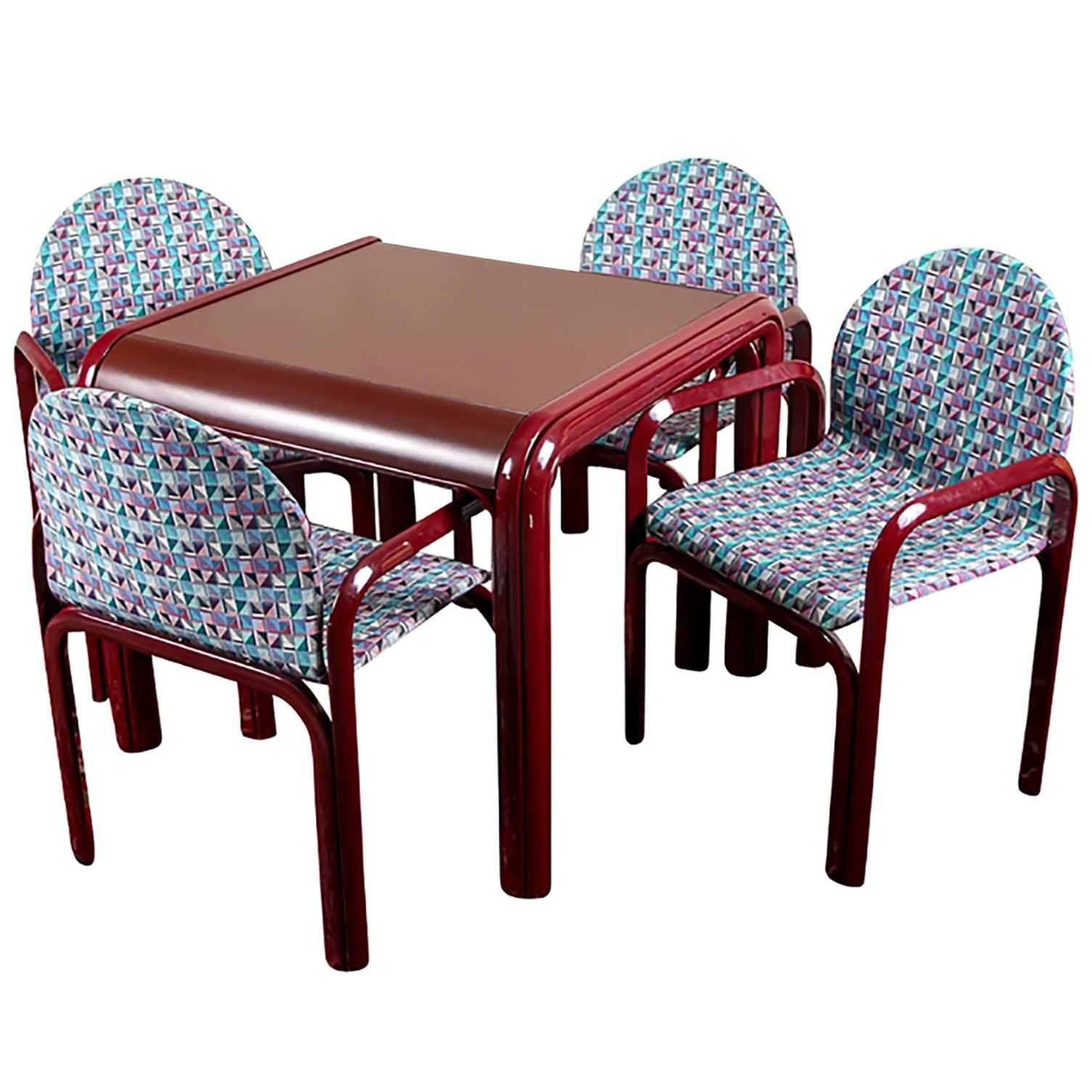 Knoll International Card Table and Four Armchairs