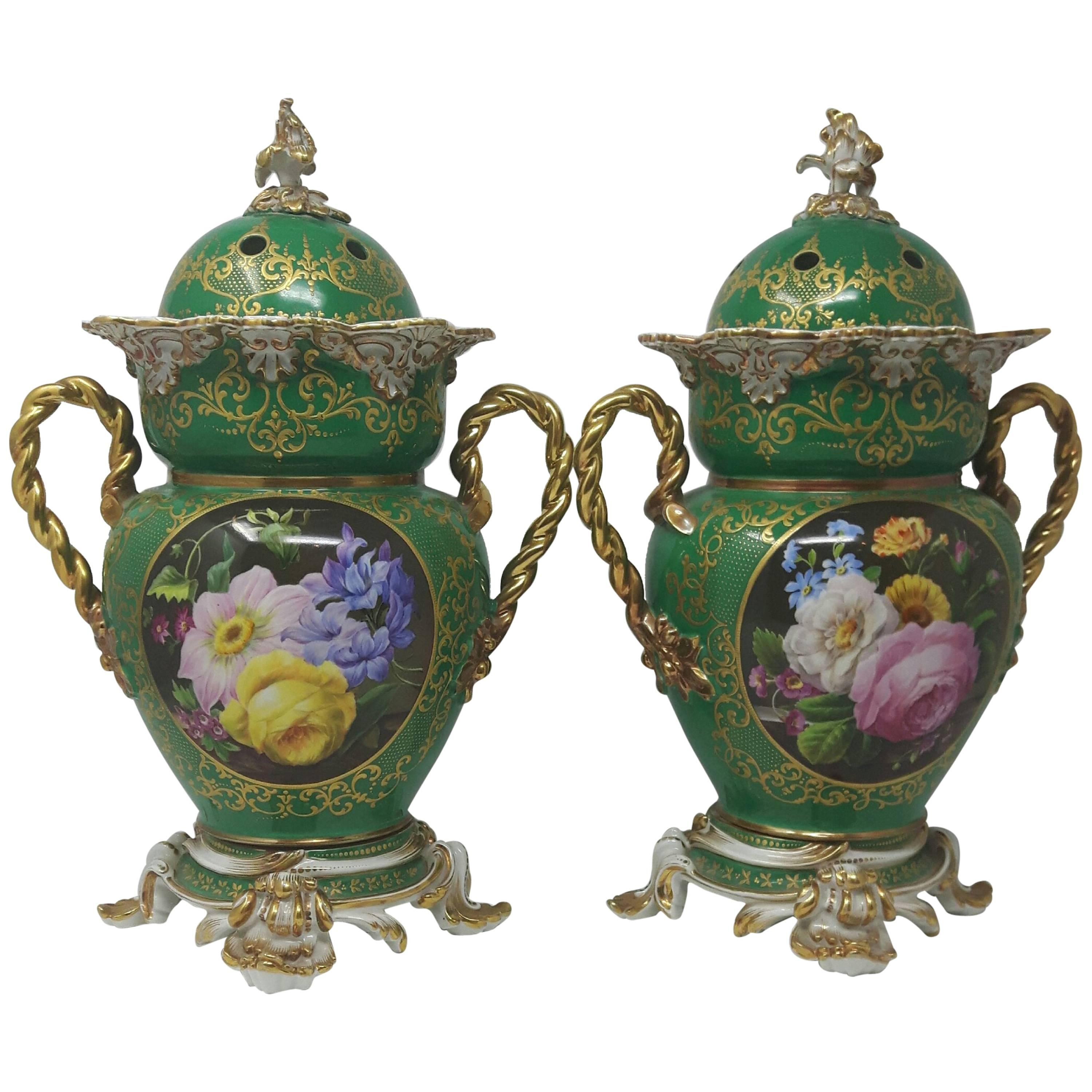 Pair of 19th Century Minton Vases