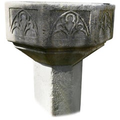 Used 20th Century Baptistery Hand-Carved in Natural French Limestone, Provence