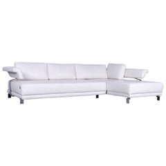 Ewald Schillig Brand Face Designer Corner Sofa White Leather Couch Modern
