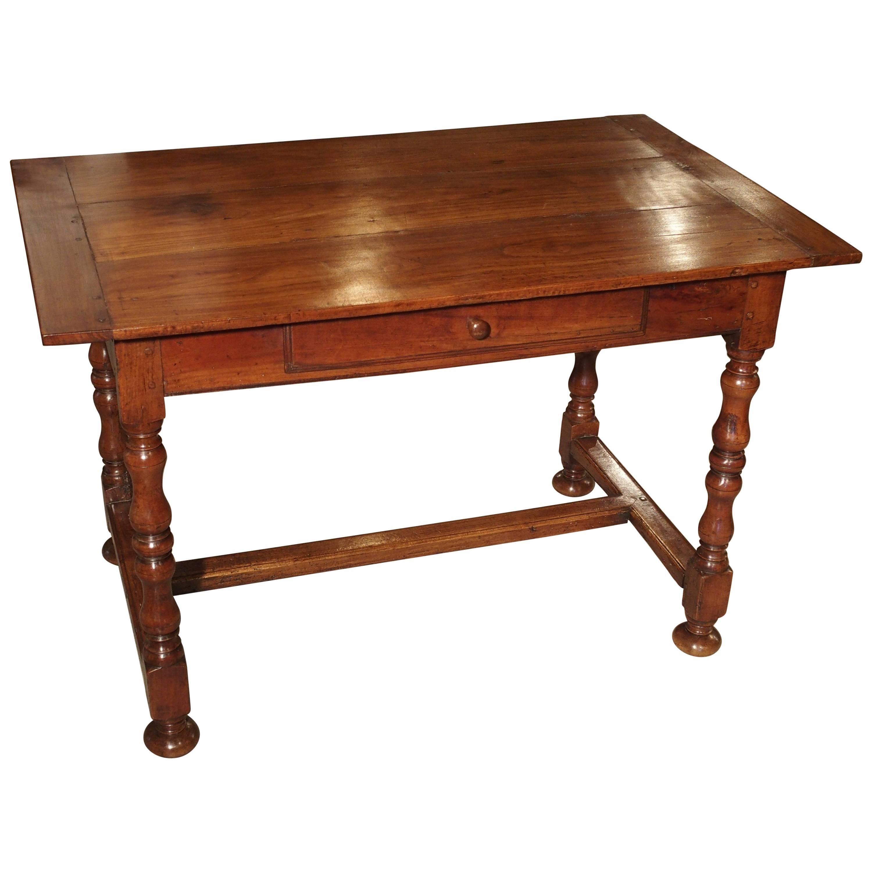 Antique Cherry and Walnut Wood Side Table, 18th Century