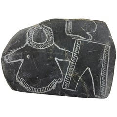 Native American Inuit Hand-Carved Eskimo Soap Stone Hieroglyphs Carving