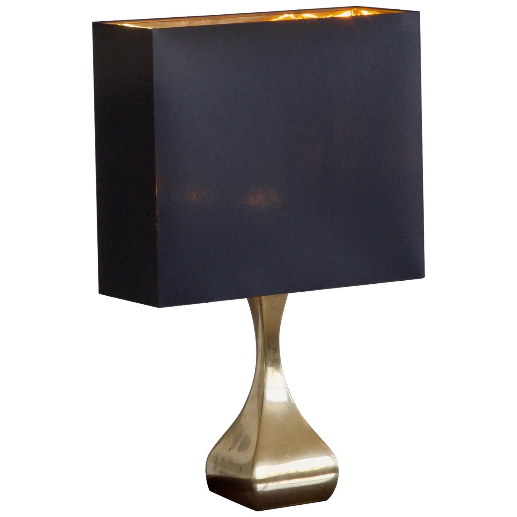 Midcentury Shaped Brass Table Light For Sale