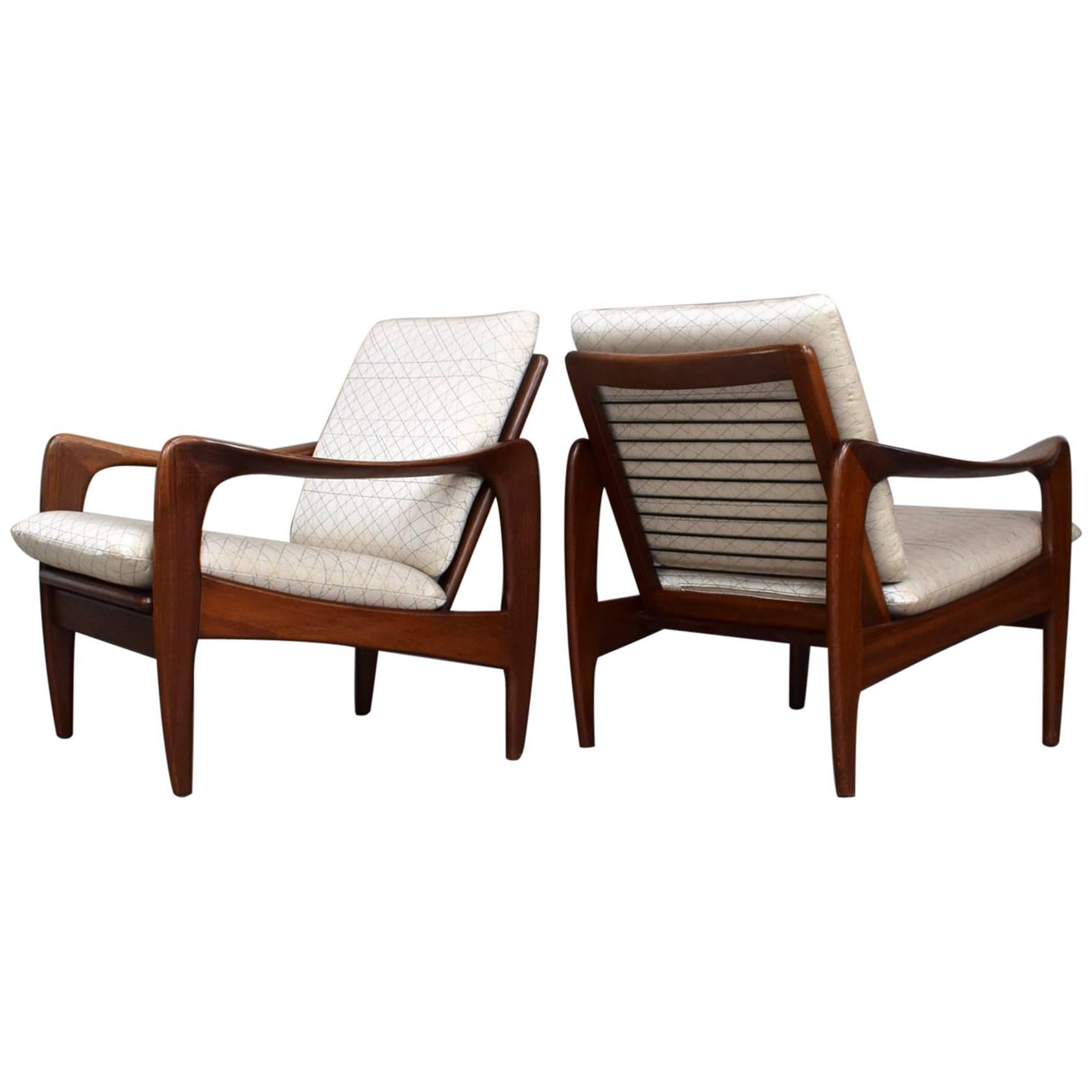 Pair of Teak Lounge Chairs by De Ster Gelderland, 1960s, New Upholstery