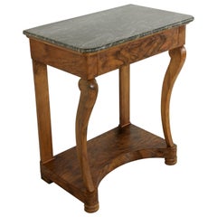 Early 19th Century French Restauration Period Walnut Console Table with Marble