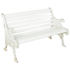 Mid-19th Century French Napoleon III Period Cast Iron Park Bench with Wood Slats