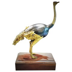 Used Charles Lamb, Ostrich, Brass and Copper Sculpture, circa 1970s