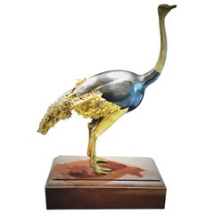 Charles Lamb, Ostrich, Brass and Copper Sculpture, circa 1970s