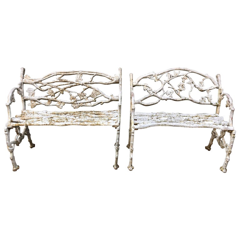 Late 19th Century American Cast Iron Garden Benches For Sale At