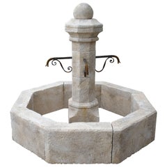 Small Limestone Center Village Fountain from Provence, France