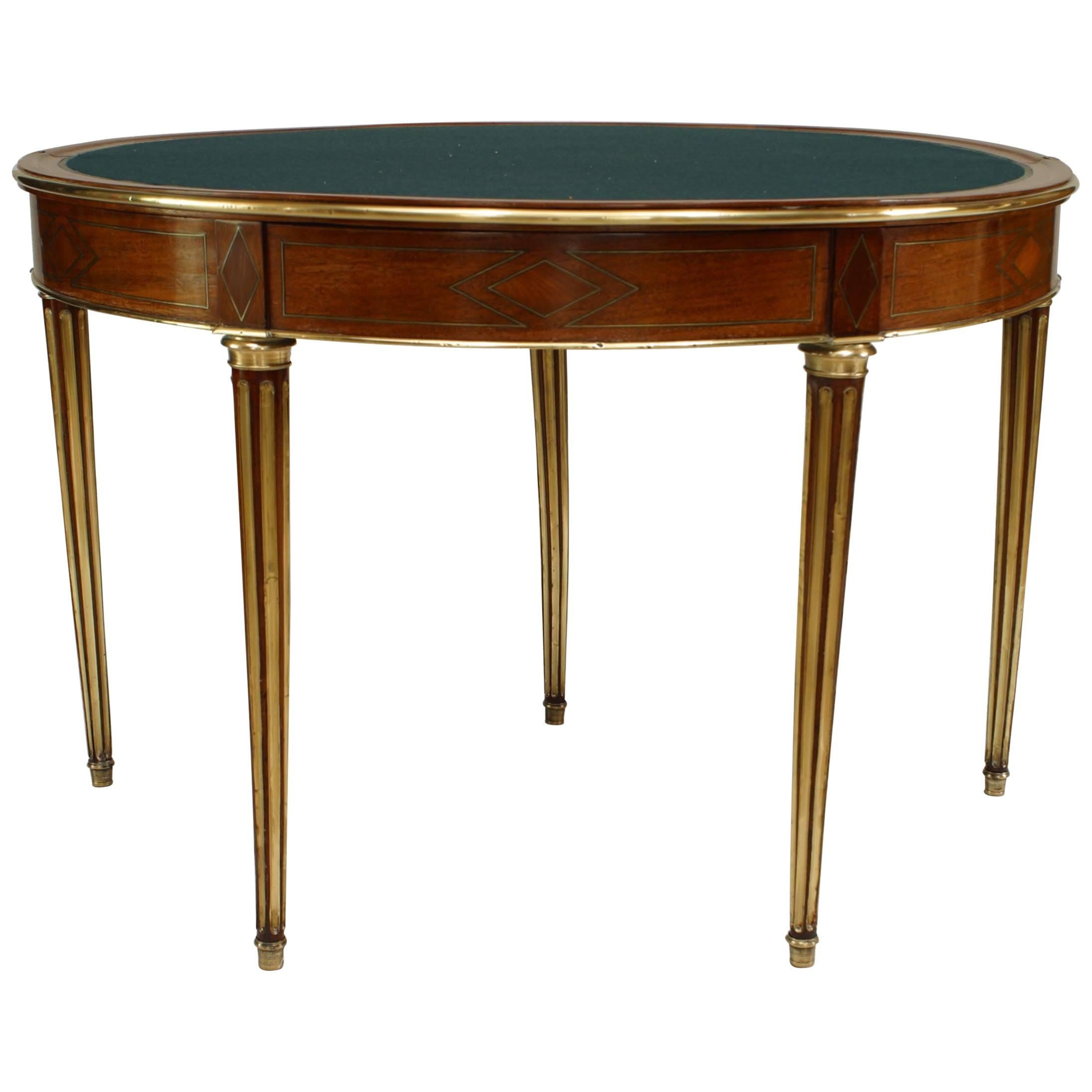 French Louis XVI Mahogany Demilune Console Table For Sale
