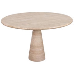 Angelo Mangiarotti Travertine Pedestal Dining Table