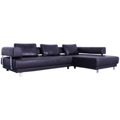 Ewald Schillig Brand Face Designer Corner Sofa Brown Leather Couch Modern