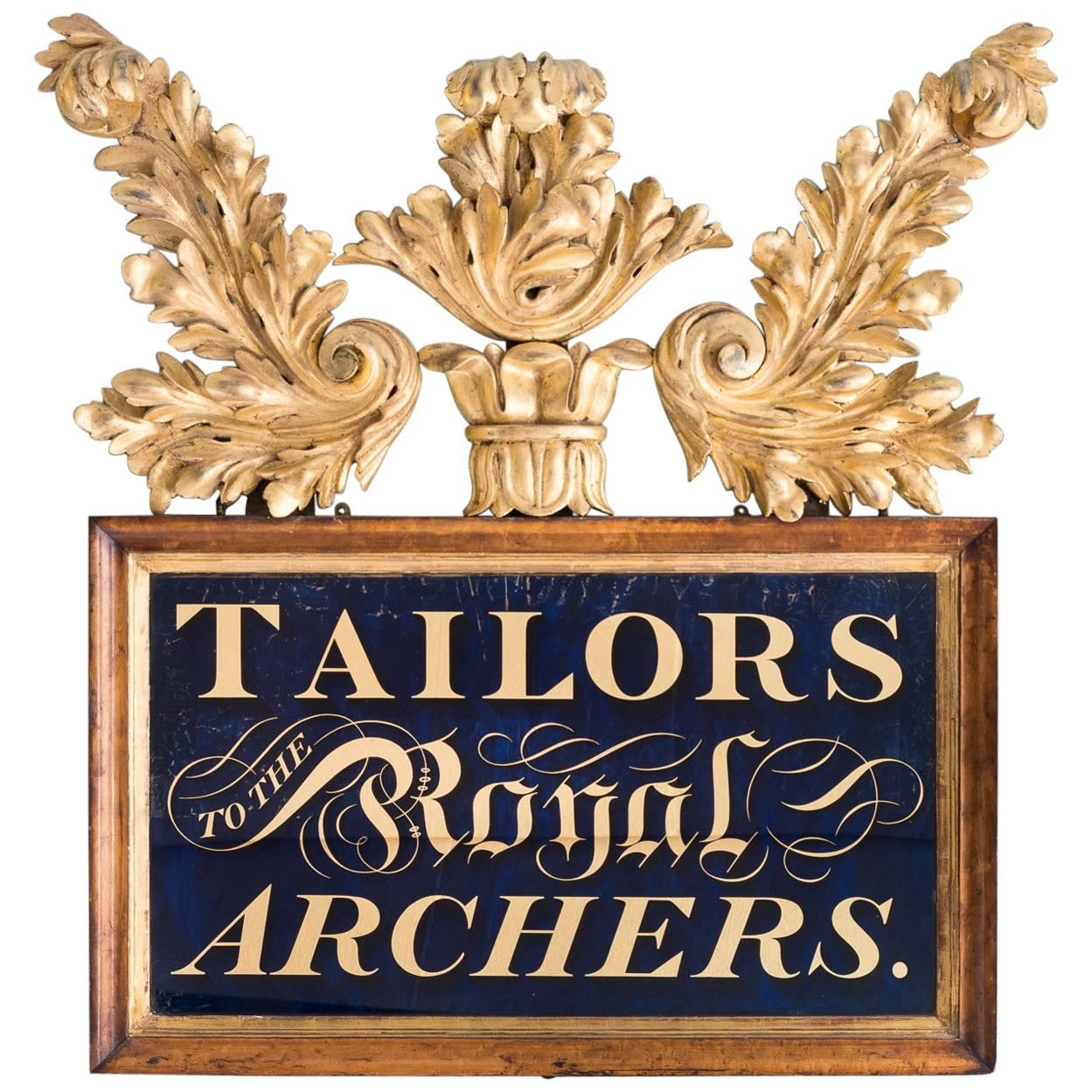 Victorian 'Tailors to the Royal Archers' Reverse Painted Mirror