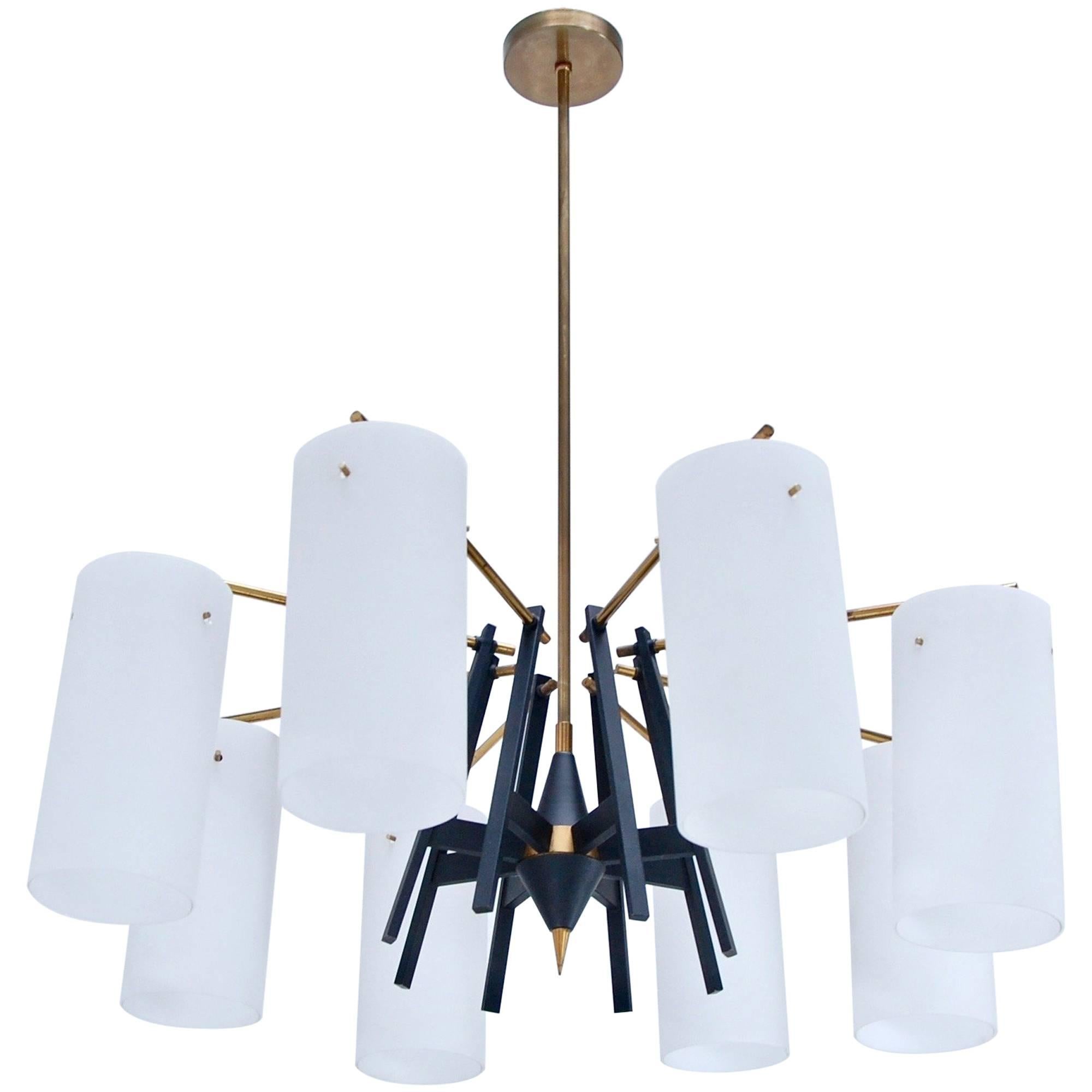 Eight-Arm Cylindrical Chandelier For Sale