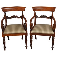 Pair of William IV Elbow Chairs Mahogany Carvers