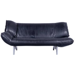 Leolux Tango Designer Leather Sofa Set Black Two-Seat Couch Function Metal