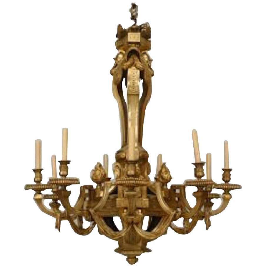 French Louis XVI Style Bronze Dore Chandelier For Sale