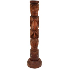 Decorative TOTEM of Human Figures in Carved Wood