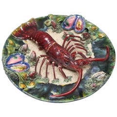 Assiette de présentation de homard en majolique