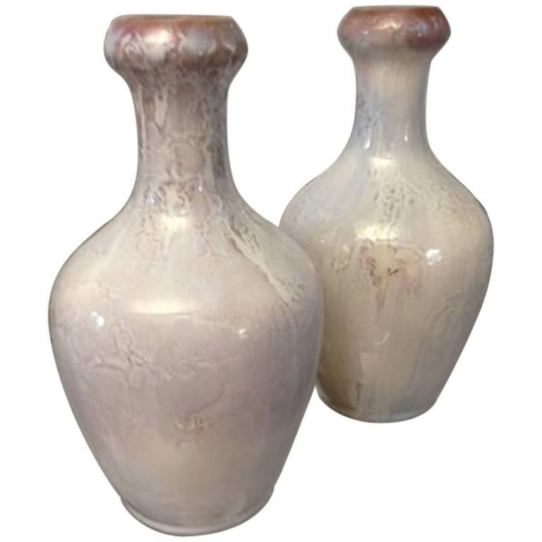 Royal Copenhagen Pair of Art Nouveau Crystalline Glaze Vases by Clements For Sale