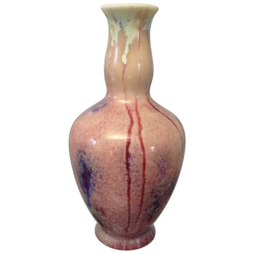 KPM Berlin Art Nouveau Crystalline Glaze Vase Pink For Sale